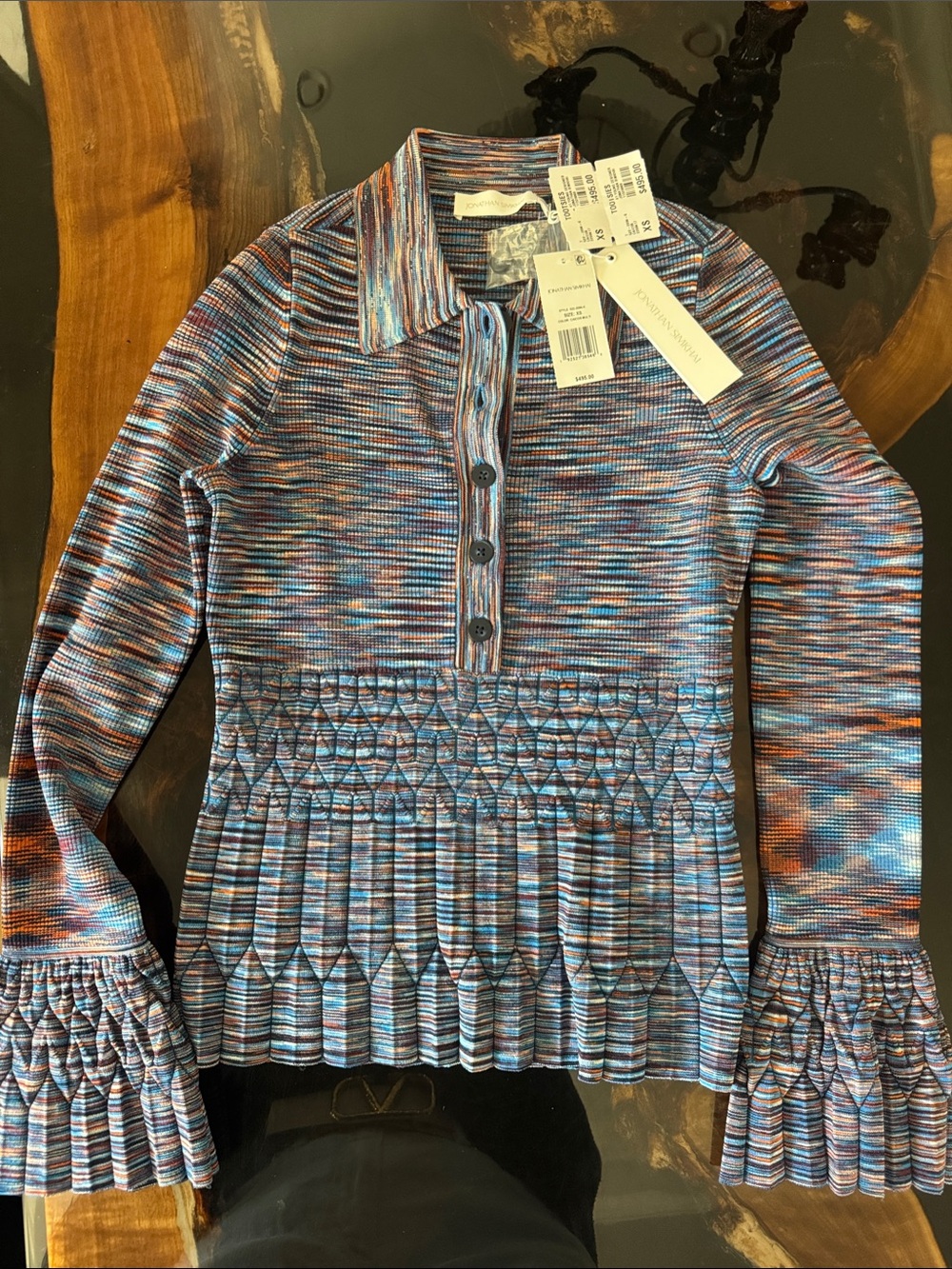 New With Tags Jonathan Simkhai Mackenna Space-Dyed Knit Polo XS $495